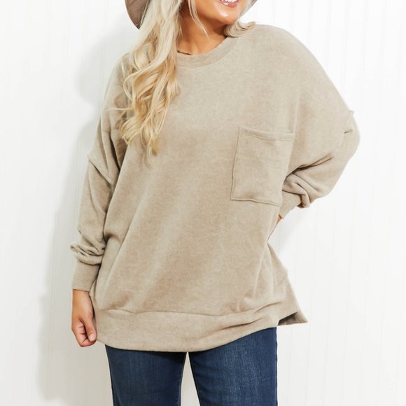 Zenana Home for the Weekend Full Size Brushed Melange Sweater - Picture 6 of 10